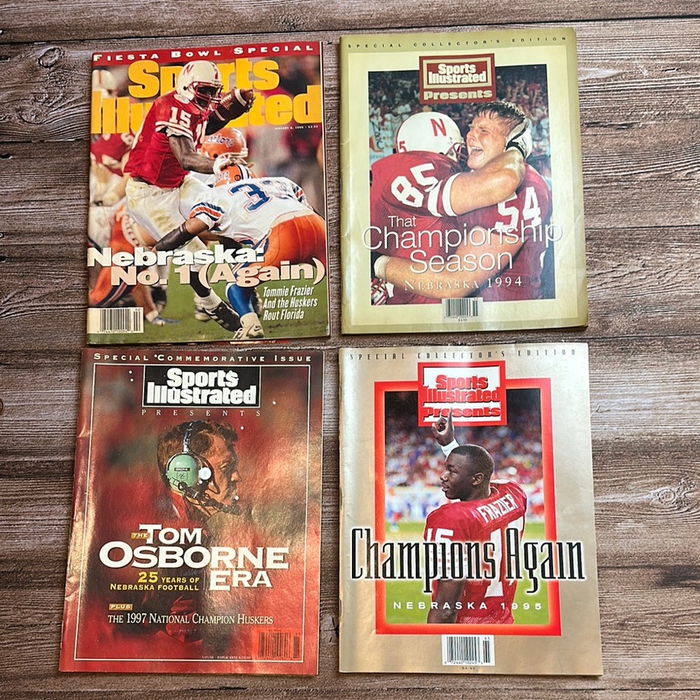 Lot of Vintage Nebraska Cornhuskers Sports Illustrated- 4 Magazines. See pics.